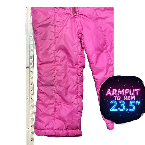 Vtg London Fog Girls Size 4 Pink Nylon Snow Bib Overalls W/Adjustable Straps - Picture 5 of 13